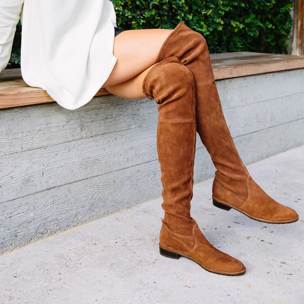 New STUART WEITZMAN Lowland Over the Knee Suede Boots in Brown